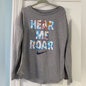Nike Kids Gray 'Hear Me Roar' Long Sleeve Tee